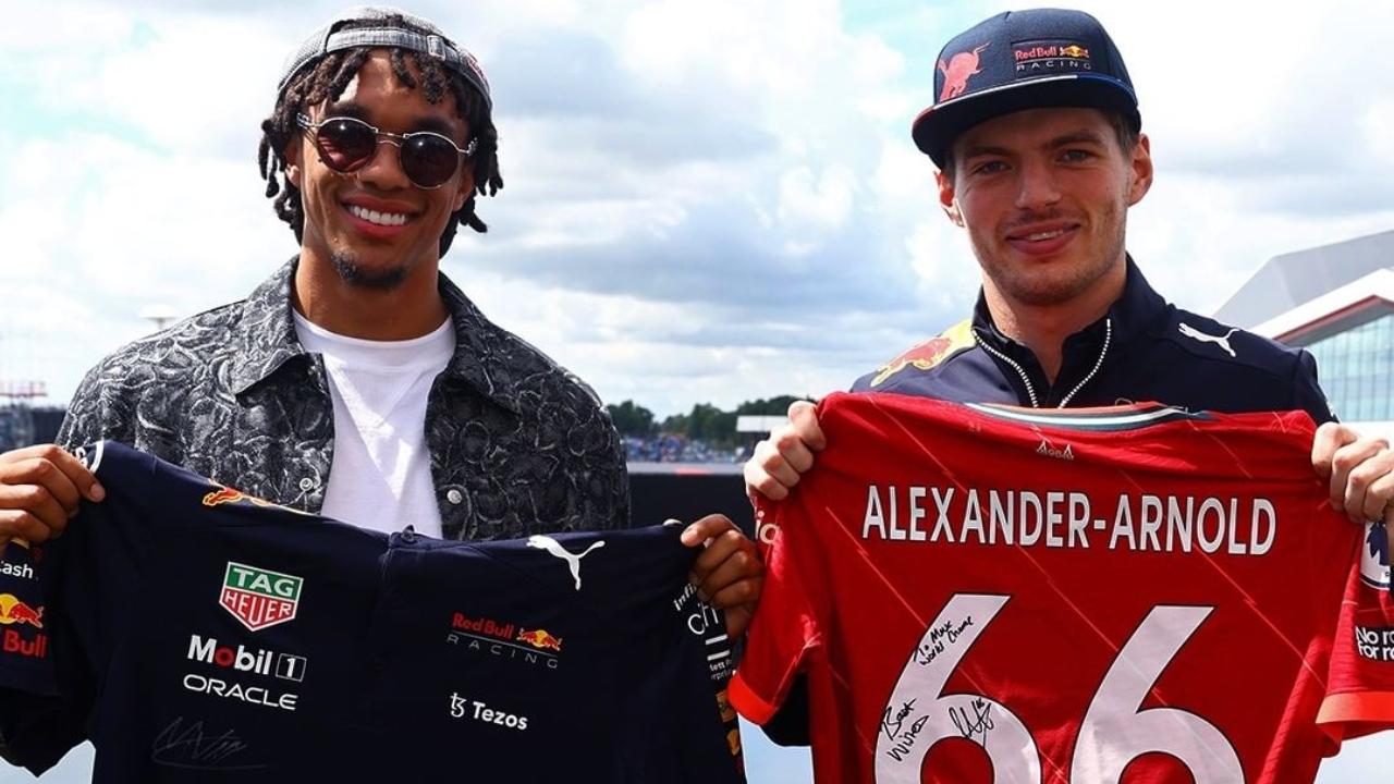 Trent Alexander-Arnold, the Liverpool right-back, was also seen at the Red Bull Racing garage and exchanged jerseys with Max Verstappen